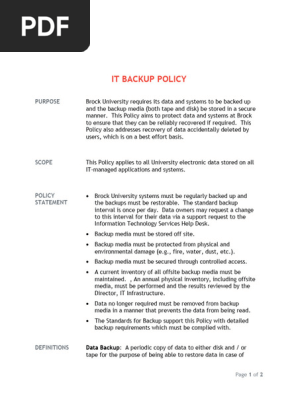 IT Backup Policy and Standards 2016Mar14