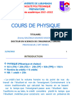 Cours de Physique: Faculte Polytechnique Année Académique 2021-2022