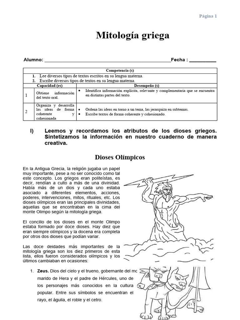 Dioses Olímpicos de la Mitología Griega | PDF | Doce olímpicos | infierno