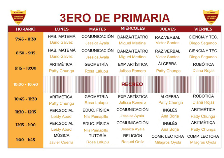 Horario 3er. Grado | PDF | Ciencias sociales | Estudios de idiomas ...