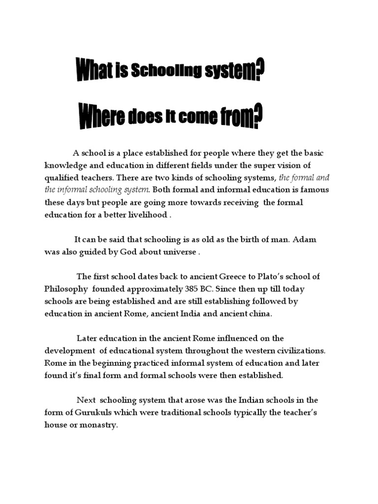 A Short History of Schooling System | PDF | Religion & Spirituality