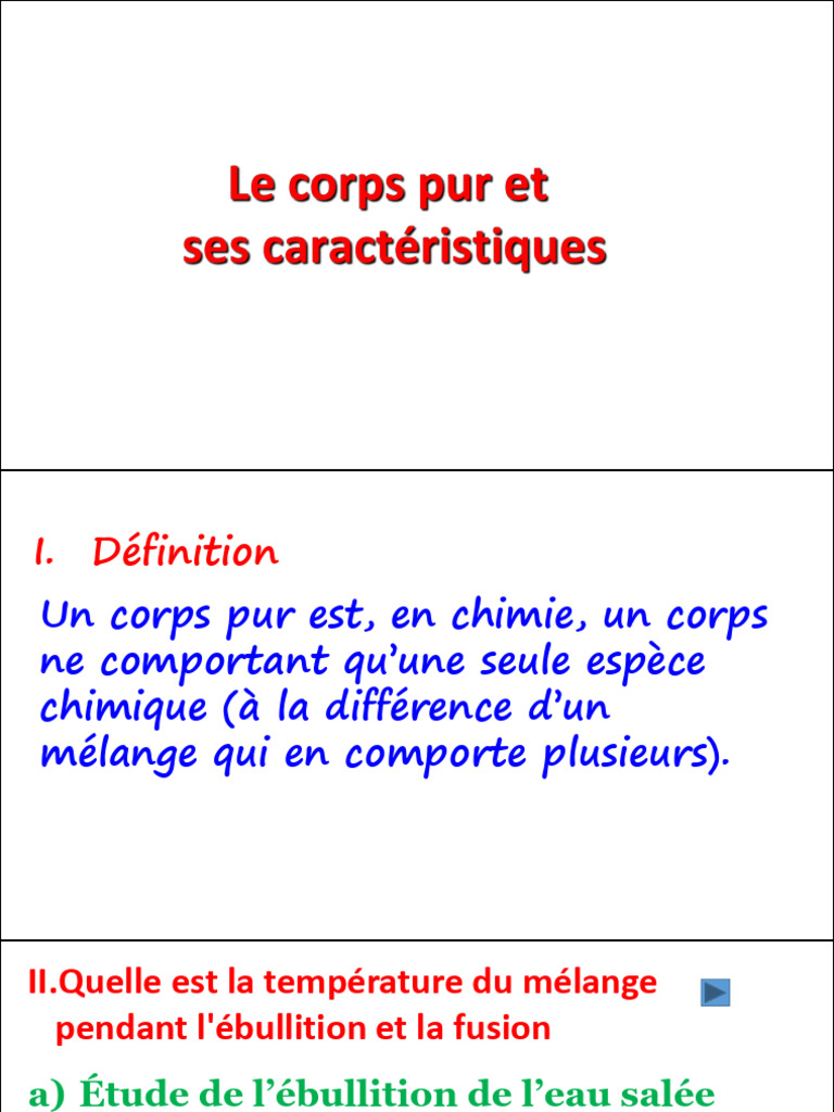 Définition et caractéristiques des corps purs | PDF | Fusion (physique ...