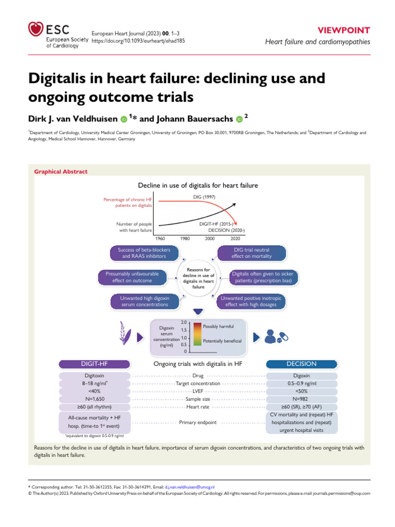 Van Veldhuisen Dirk J Digitalis in Heart Failure PDF Cardiology