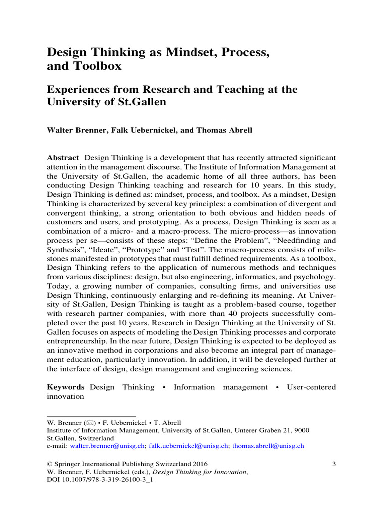 U1 Art Cient 01-Design Thinking As Mindset Process and Toolbox | PDF ...