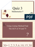 Mathematics 5 Quiz 3