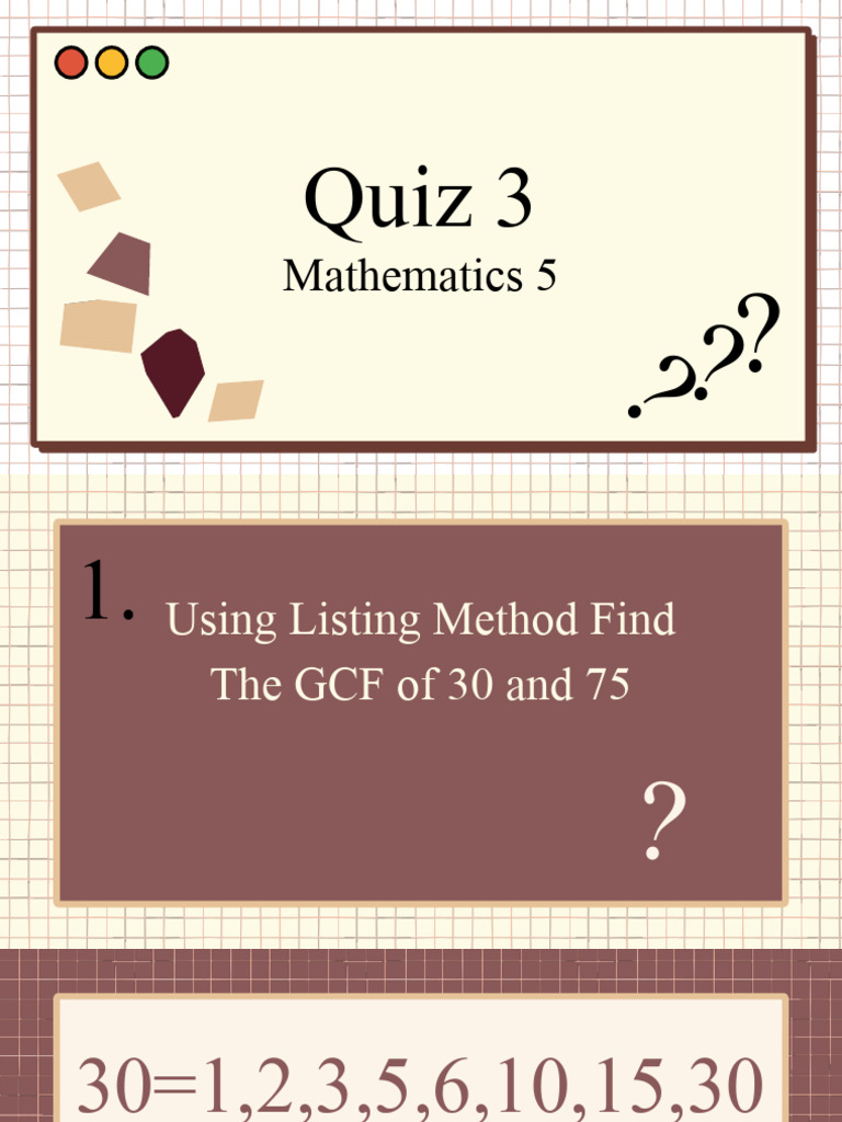 Mathematics 5 Quiz 3 | PDF