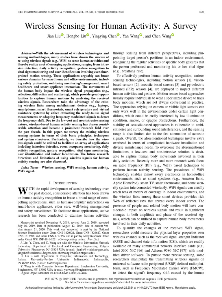 Wireless Sensing for Human Activity | PDF | Wi Fi | Radio