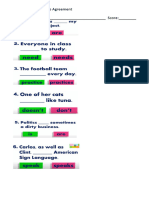 Quiz About Subject Verb Agreement Grade 6