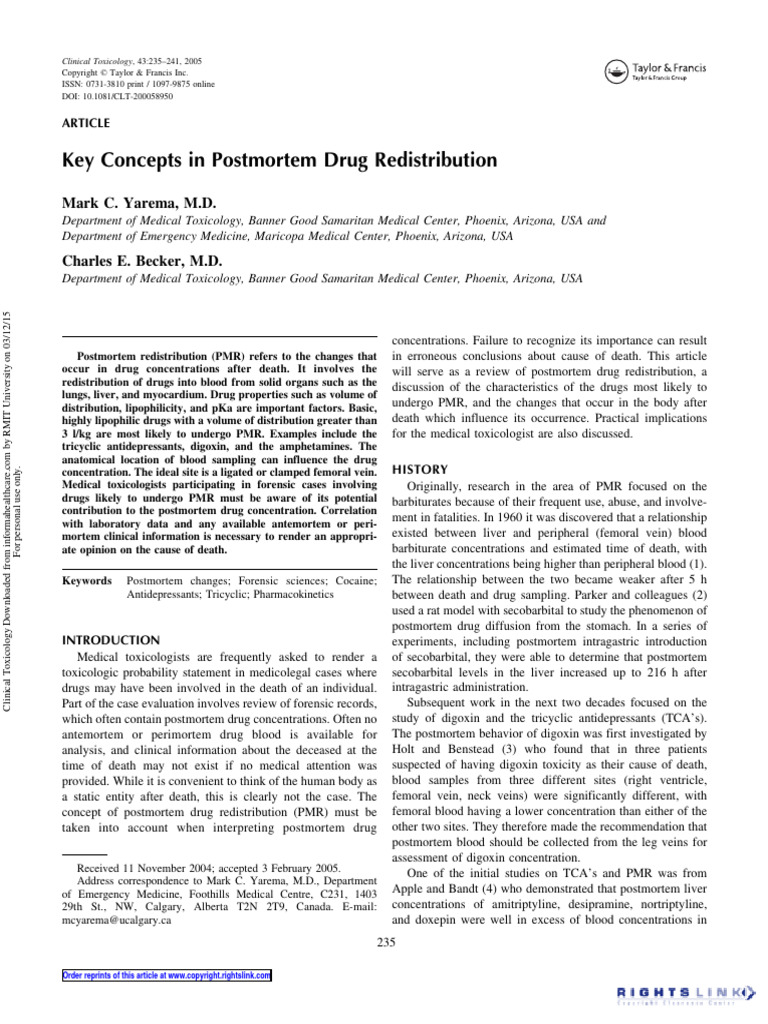 Post Mortem Redistribution | PDF