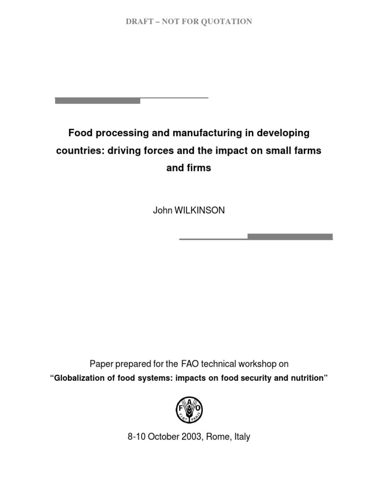 Food Processing and Manufacturing in Developing Countries PDF