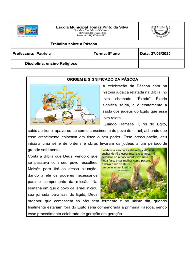 Atividade Pascoa 8 Anoo | PDF | Páscoa | Páscoa judaica, image size:768x1024