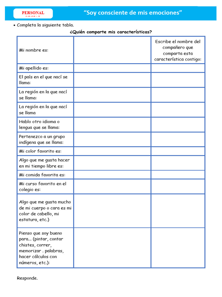 D1 A3 FICHA TUT "Soy Consciente de Mis Emociones" | PDF