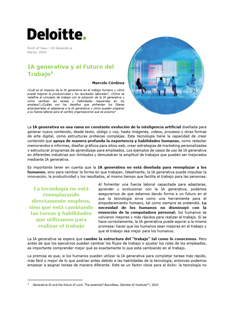 IA Generativa y El Futuro Del Trabajo 1710248773 | PDF | Inteligencia ...