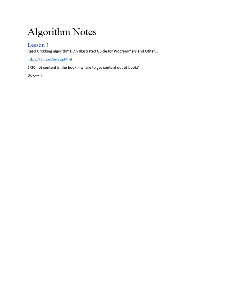 Algorithm Notes | PDF