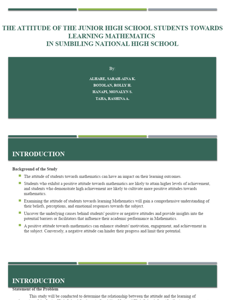 Final The Attitude of The Junior High School Students - 061236 | PDF ...