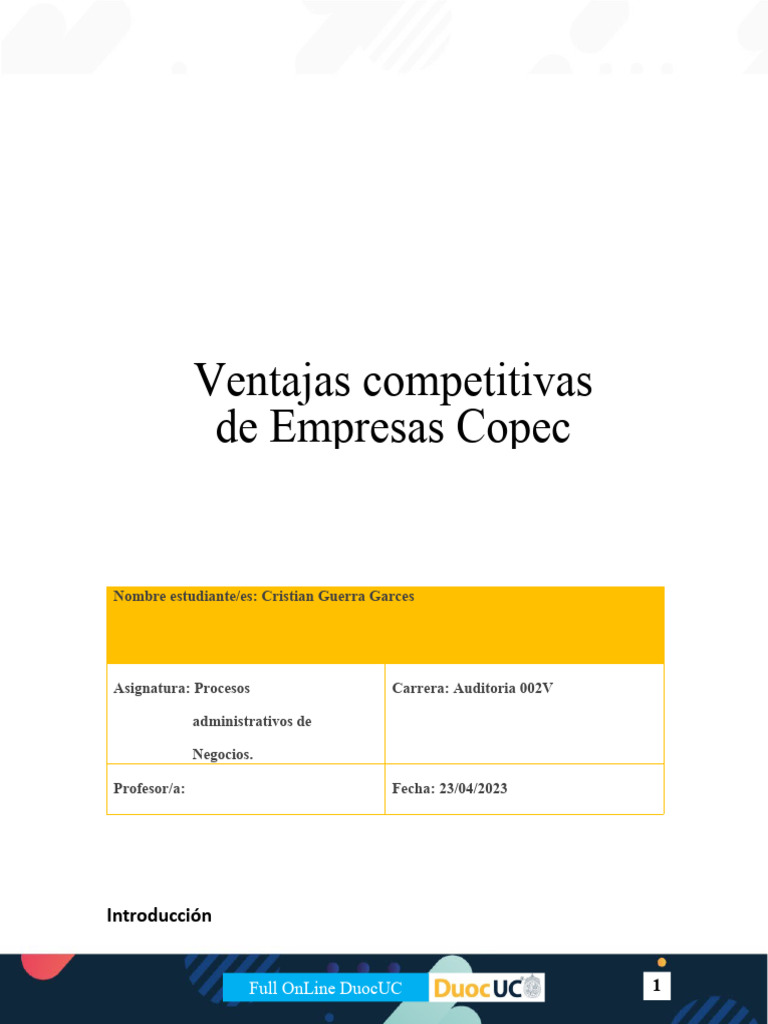 Ventajas Competitivas de Copec | PDF | Business | Ventaja competitiva