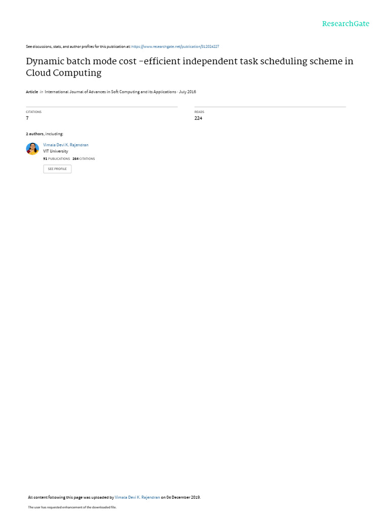 Cost-Efficient Task Scheduling in Cloud | PDF | Scheduling (Computing ...