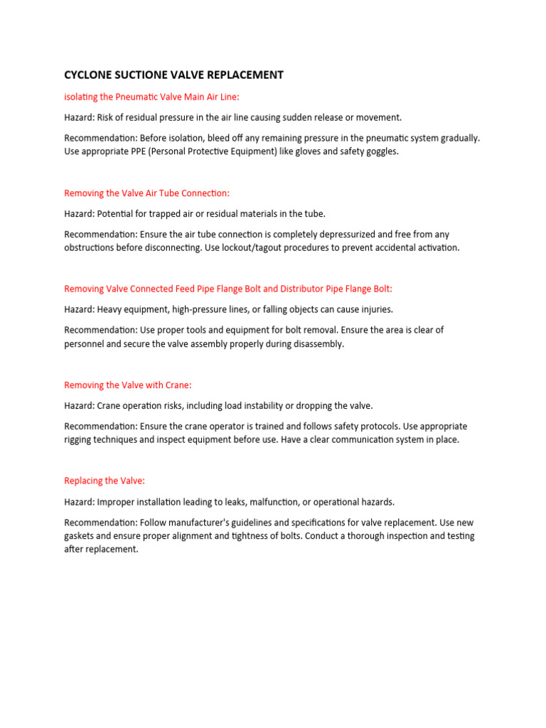 Cyclone Feed Pump Safety Procedures | PDF | Pipe (Fluid Conveyance ...