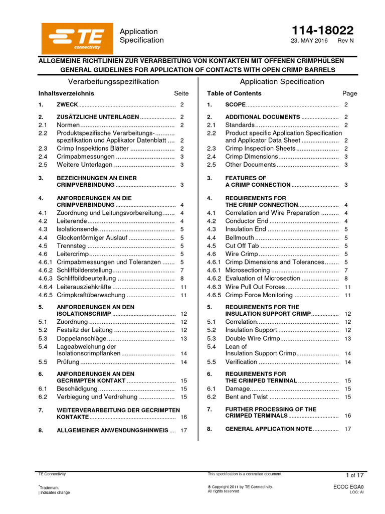 Application Specification-GER SS 114-18022 N | PDF