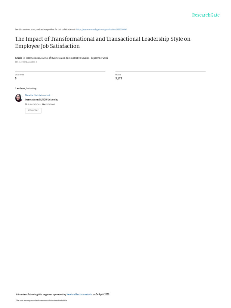 The Impact of Transformational and Transactional L | PDF | Leadership ...