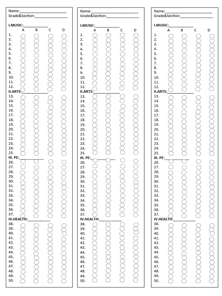 Answer Sheet 12 13 12 13 Final | PDF