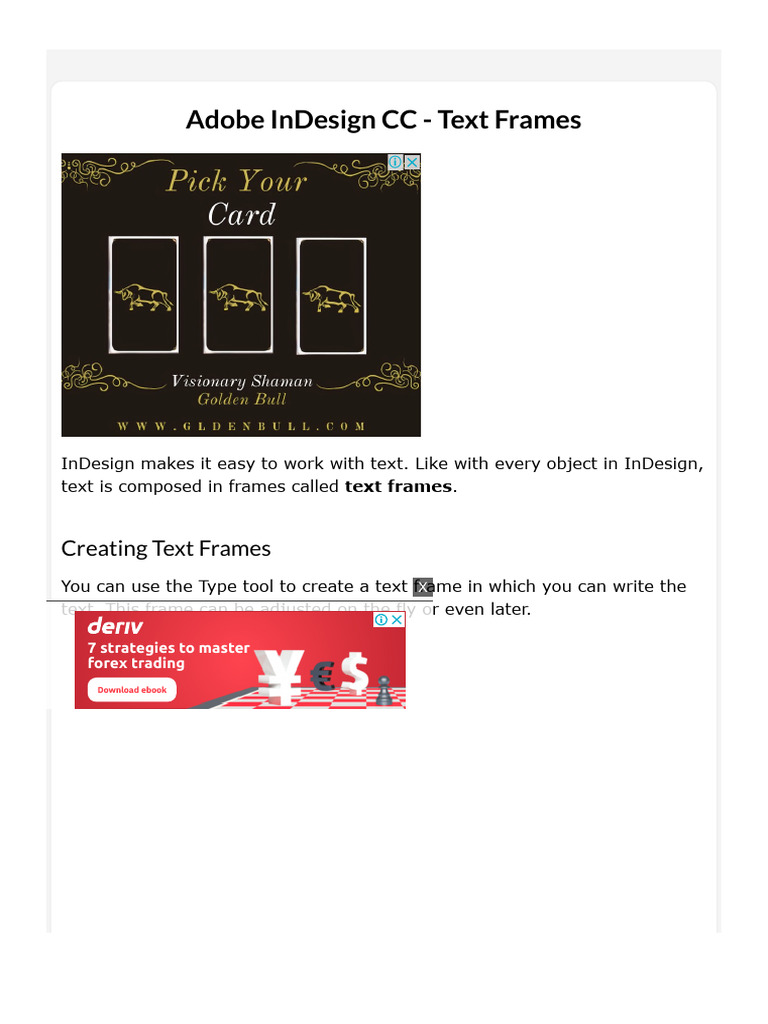Mastering Text Frames in InDesign | PDF