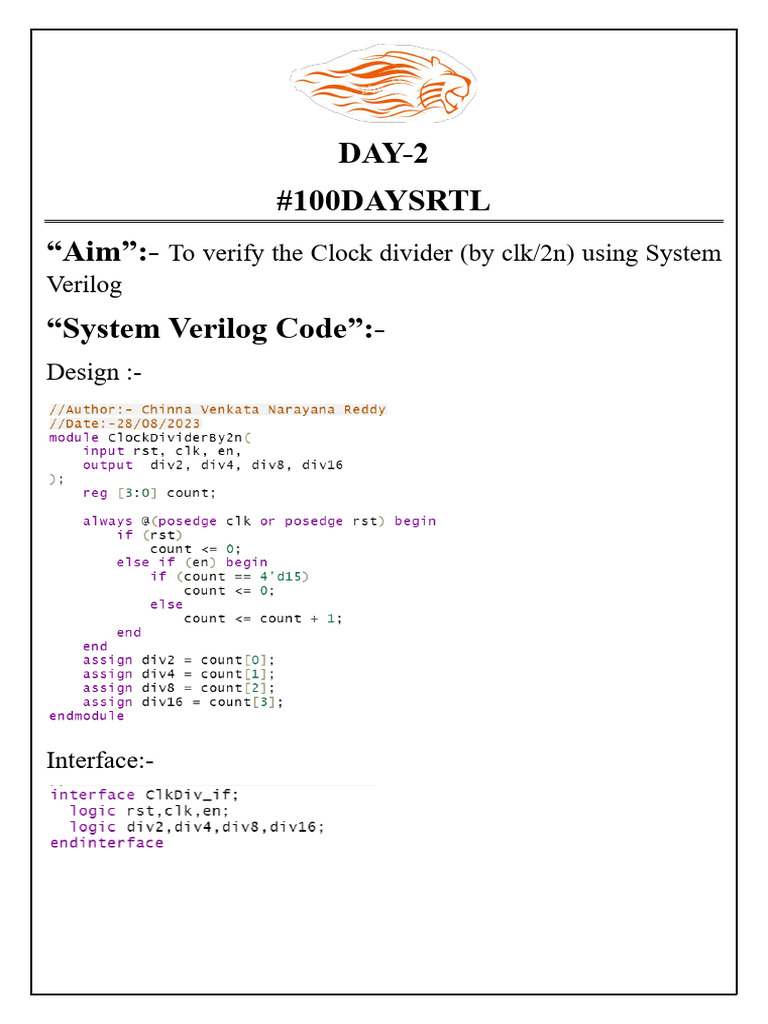 Verify Clock Divider in System Verilog | PDF
