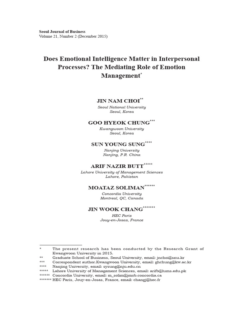 Emotional Intelligence in Negotiation Processes | PDF | Negotiation ...