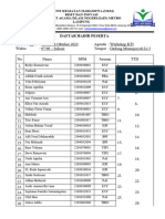 Daftar Hadir Peserta SK Workshop