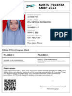 Kartu Peserta SNBP 2023: 423325790 Erli Oktavia Ramadhani 0044859517 SMKN 1 Beji Kab. Pasuruan Prov. Jawa Timur