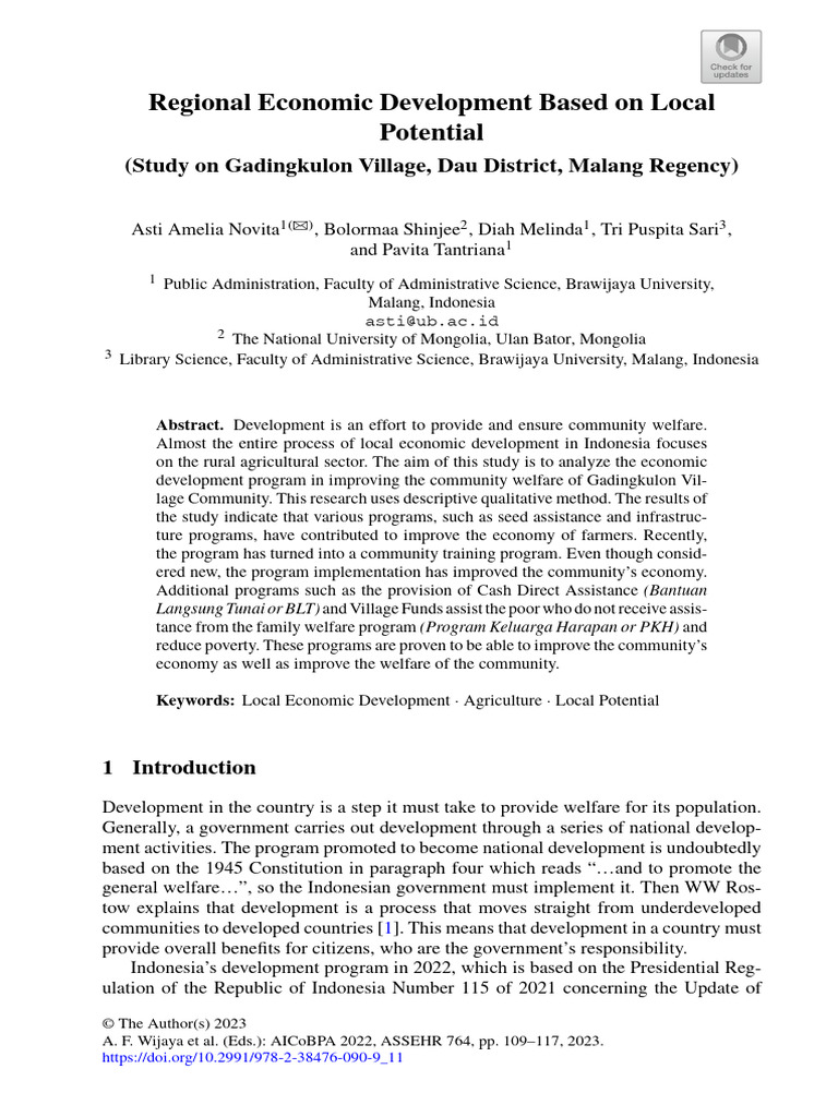Regional Economic Development Based On Local Potential | PDF | Economic ...