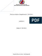 Anexo I Do Processo Seletivo Simplificado 001 2013 São Domingos