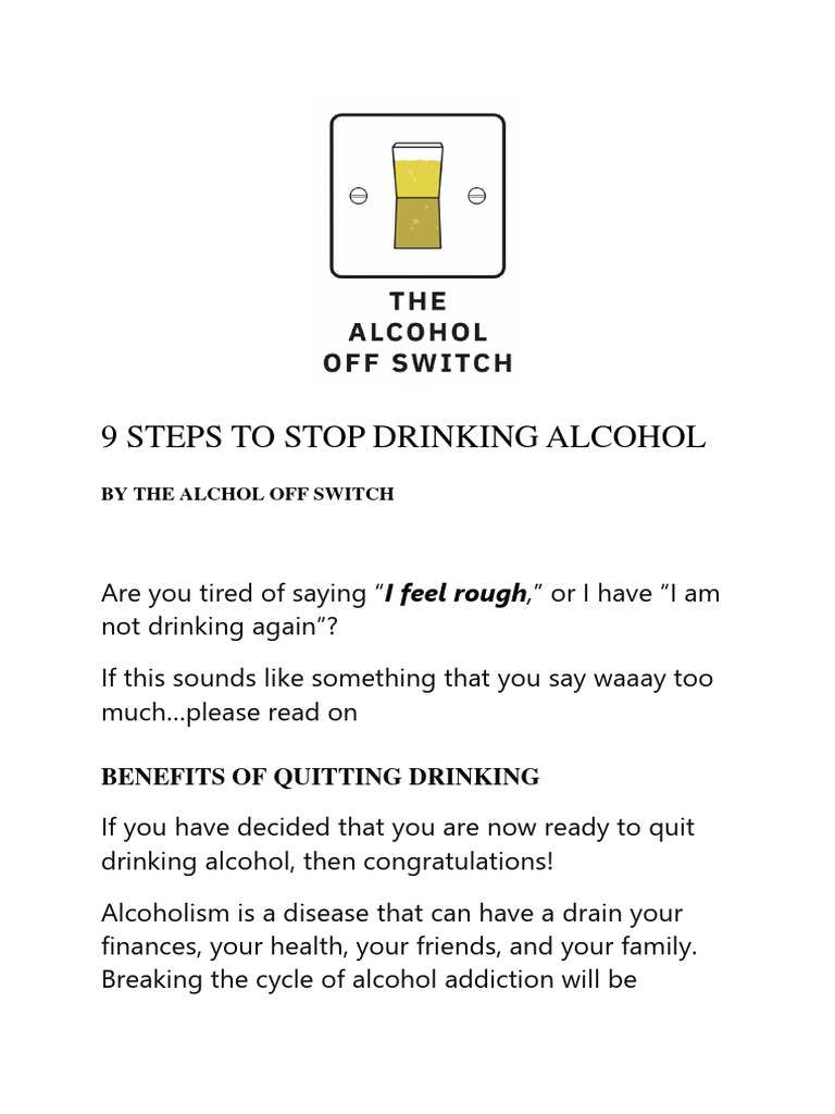 9 Steps To Quit Drinking Alcohol Pdf Alcoholic Beverages