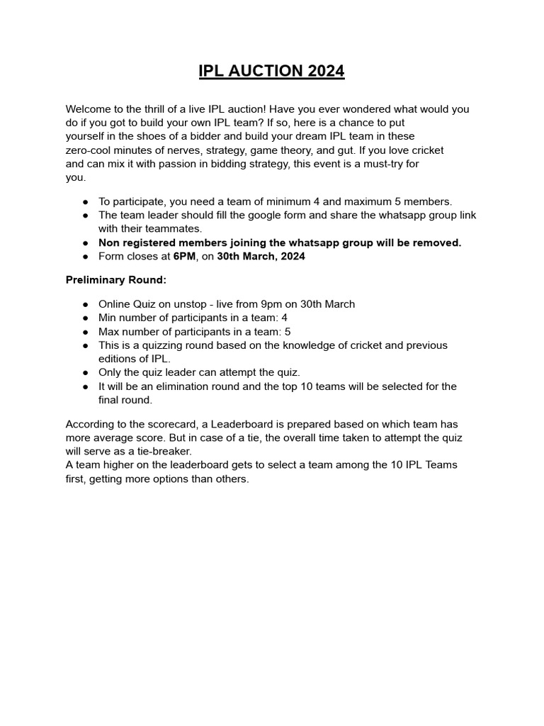 Ipl Auction 2024 PDF