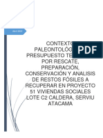 Contexto de Hallazgos Paleontológicos y Presupuesto Tentativo Por Rescate y Preparación Paleontológica Proyecto 51 Viviendas Caldera
