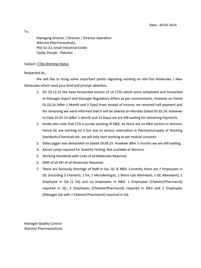 CTD Letter | PDF