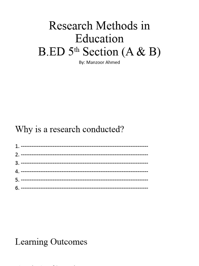 Research Methods in Education Overview | PDF | Methodology | Scientific ...