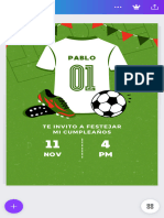 Invitación Cumpleaños Fútbol Simple Verde y Blanco - Invitation (Portrait)