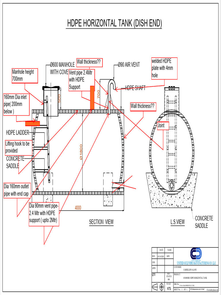 1800DIA. HORIZONTAL TANK - Model | PDF | Pipe (Fluid Conveyance ...