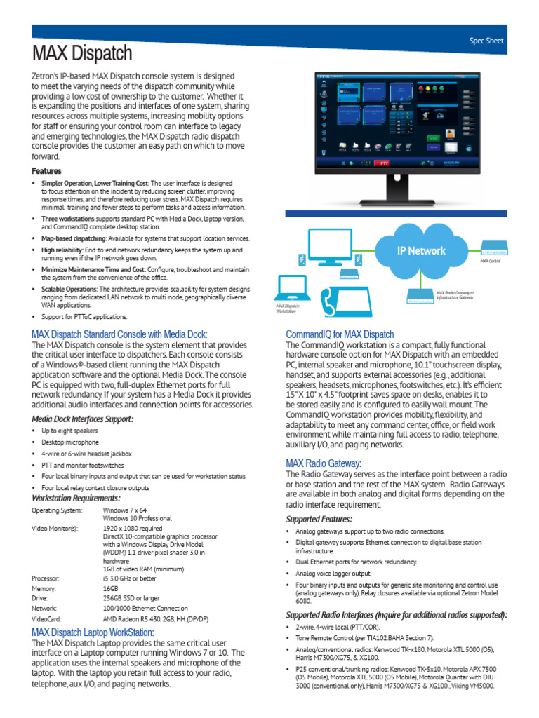 005-1401N Max Dispatch Spec | PDF