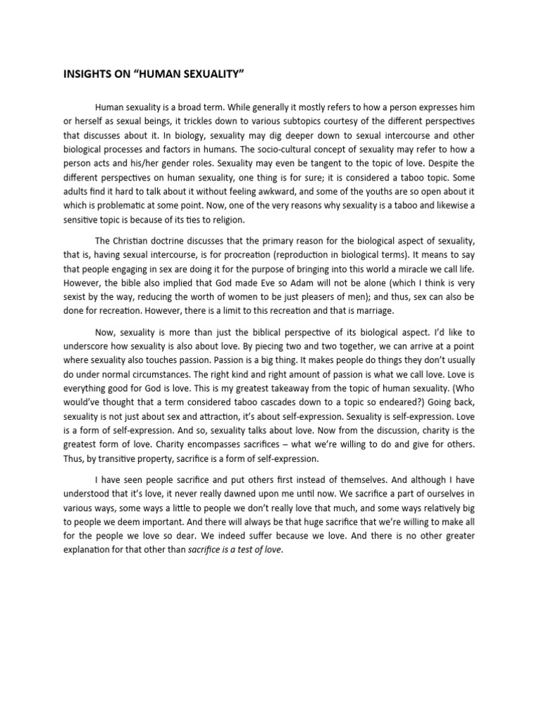 Insights On The Human Sexuality | PDF | Love | Human Sexuality