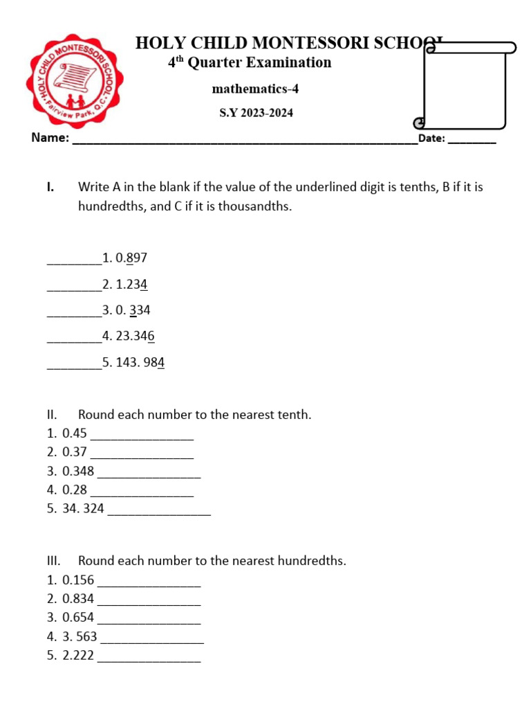 Grade 4 Math PDF Rectangle Triangle