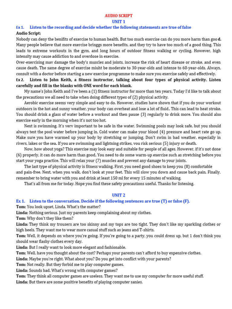 Audio Script | PDF | Climate Change | Physical Fitness