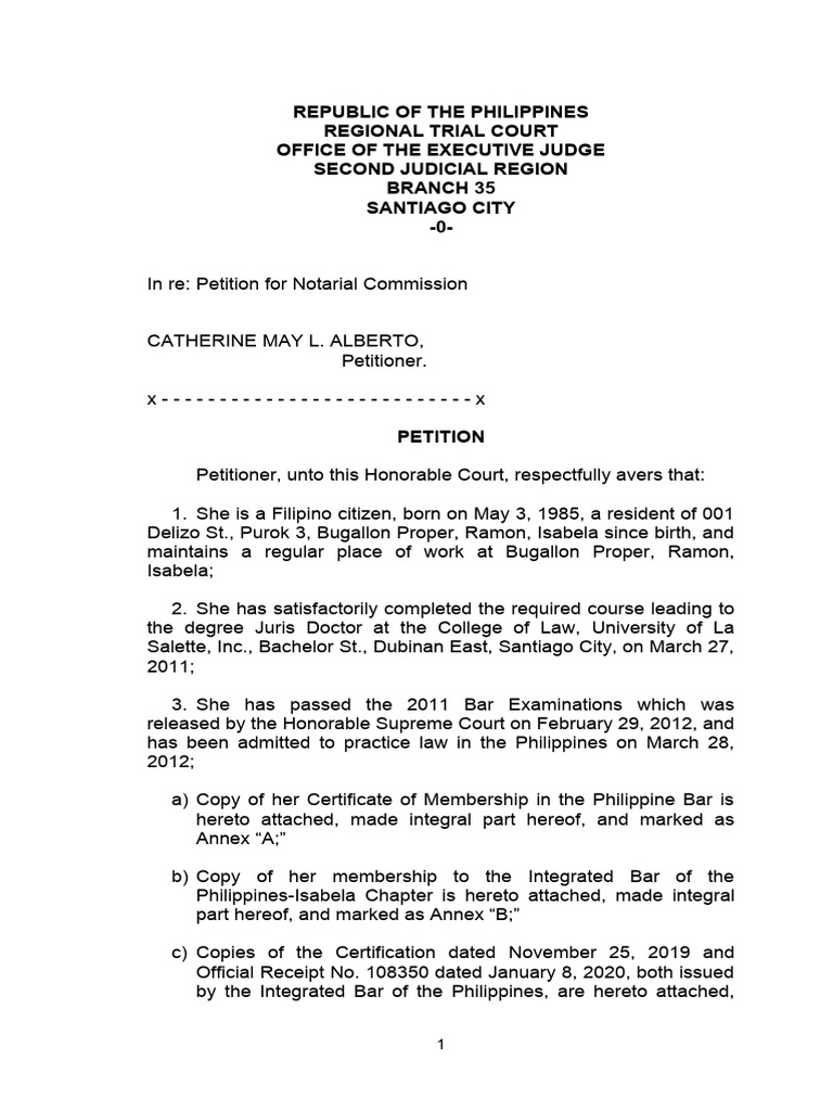 Petition For Notarial Commission | PDF | Justice | Crime & Violence