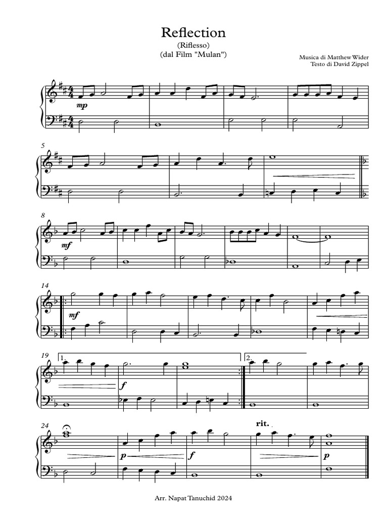 Mulan Piano Easy Pdf