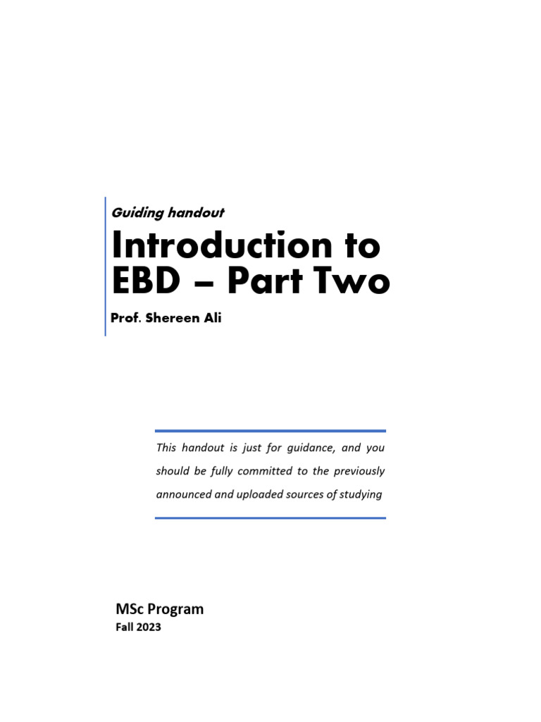 Introduction To EBD - Part II | PDF
