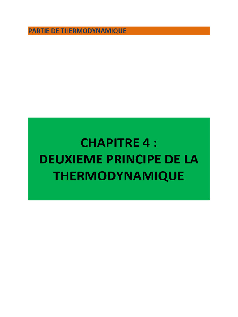 Deuxième principe de la thermodynamique | PDF | Entropie | Équilibre ...