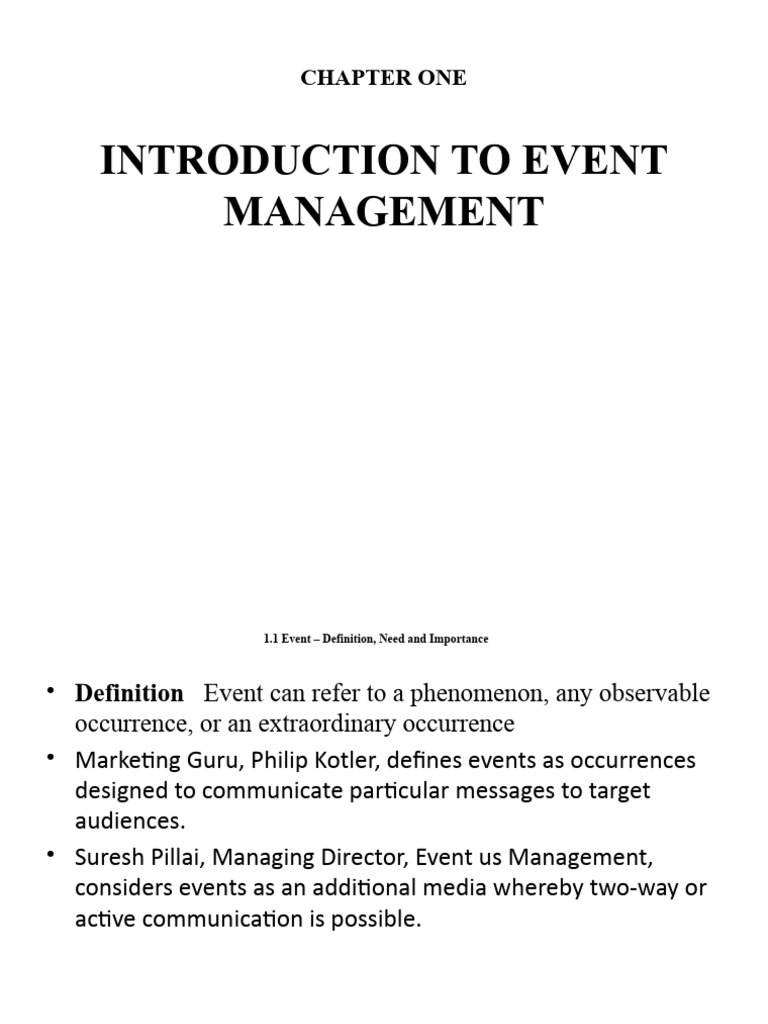 Event Management Chapter One | PDF