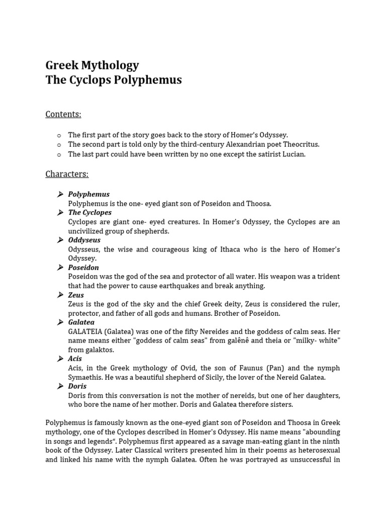 The Cyclops Polyphemus in Greek Mythology | PDF | Odyssey | Greek Mythology