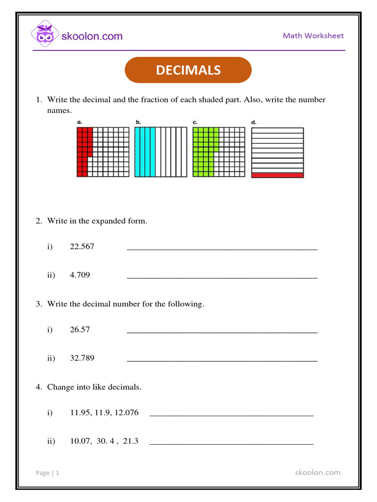G5 Math Decimals 506 | PDF